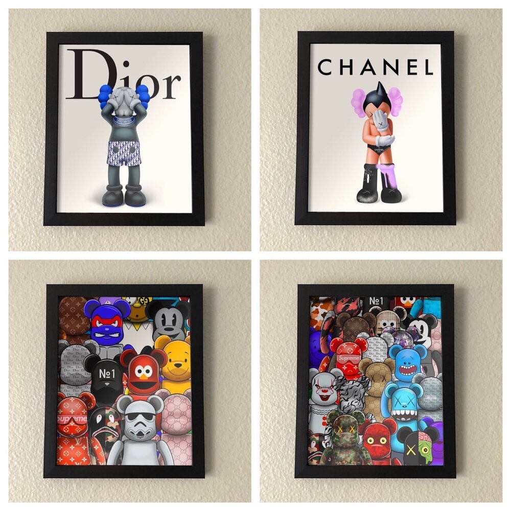 Set of 4 KAWS Framed Wall Art | Hypebeast Pop Art Prints